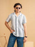 CROCHET Ash Grey Stripe Cuban Shirt