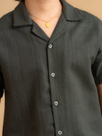 CROCHET Deep Olive Cuban Shirt