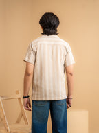 CROCHET Sand Beige Stripe Cuban Shirt