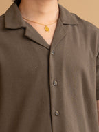 CROCHET Earth Brown Cuban Shirt
