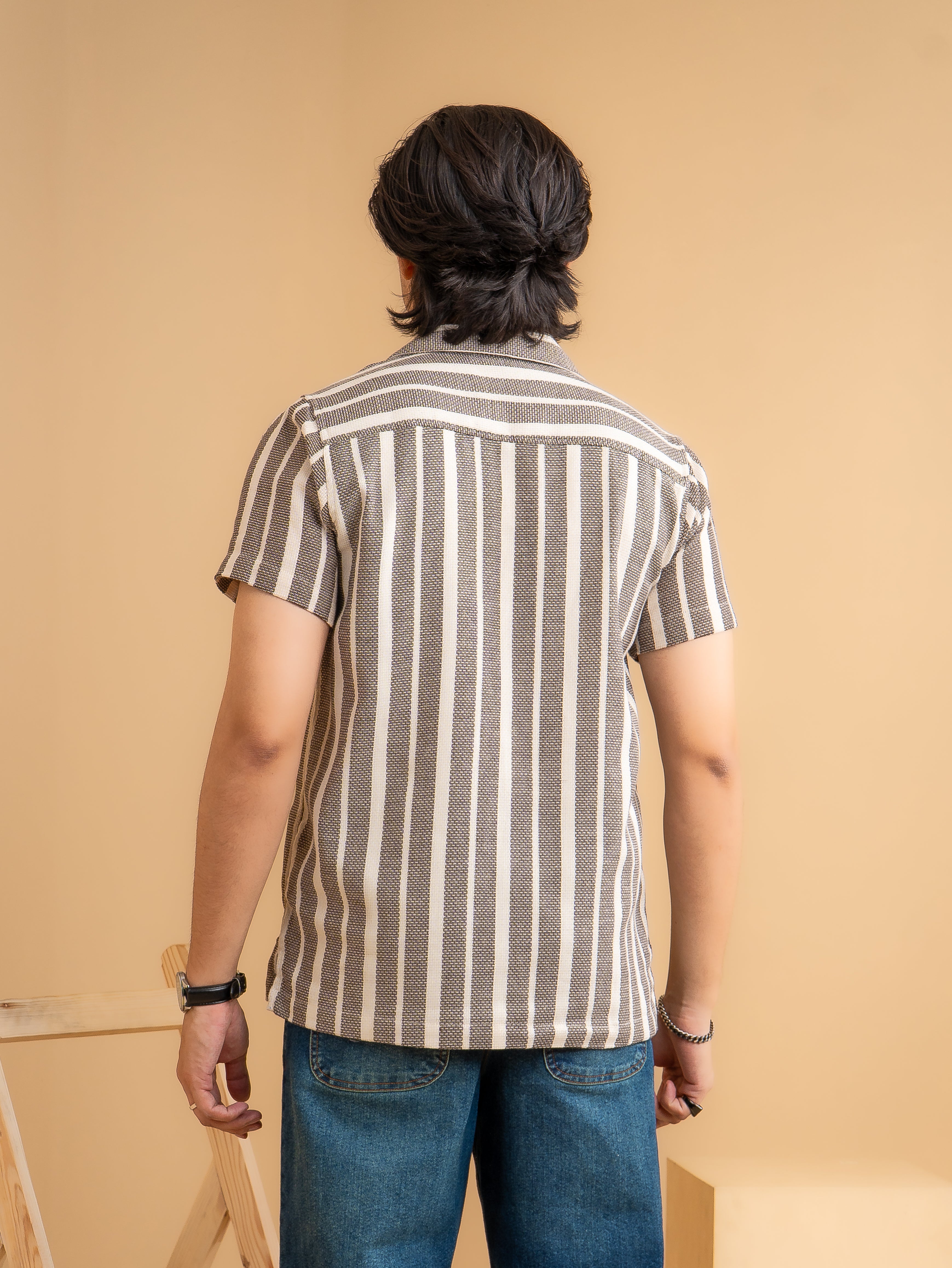 CROCHET Charcoal Stripe Cuban Shirt