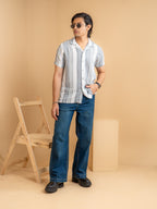 CROCHET Ash Grey Stripe Cuban Shirt