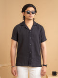CROCHET Midnight Black Cuban Shirt