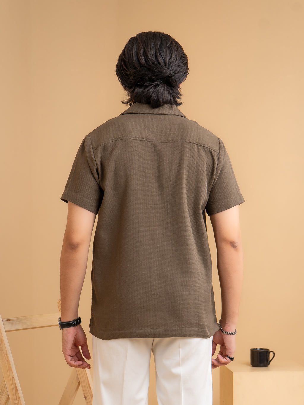 CROCHET Earth Brown Cuban Shirt