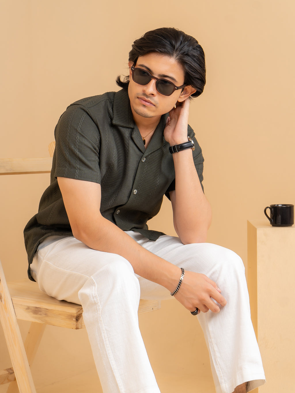 CROCHET Deep Olive Cuban Shirt