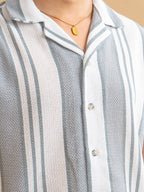 CROCHET Ash Grey Stripe Cuban Shirt