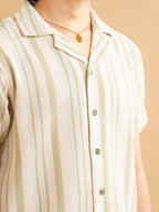 CROCHET Sage Stripe Cuban Shirt