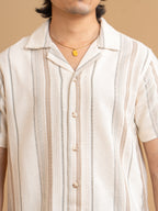 CROCHET Sandstone Stripe Cuban Shirt