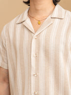 CROCHET Sand Beige Stripe Cuban Shirt
