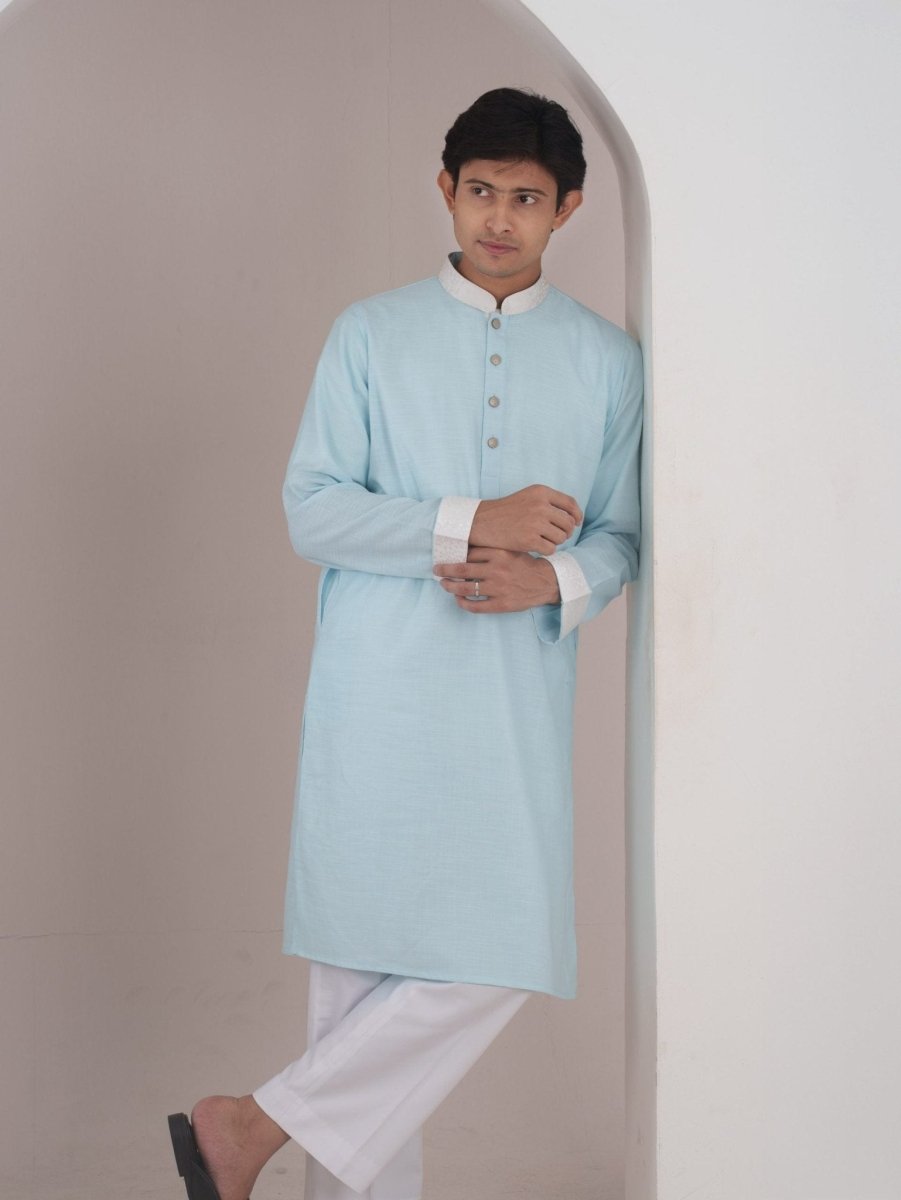 Sky Serenity – Pure Cotton Panjabi - BazeLine