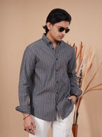 SKYFALL Charcoal Pinstripe Shirt - BazeLine