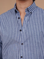 SKYFALL Denim Blue Pinstripe Shirt - BazeLine
