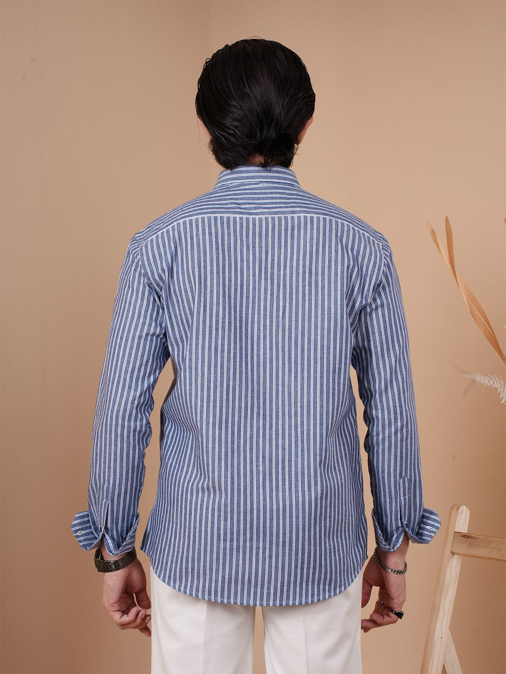 SKYFALL Denim Blue Pinstripe Shirt - BazeLine