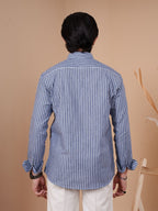 SKYFALL Denim Blue Pinstripe Shirt - BazeLine