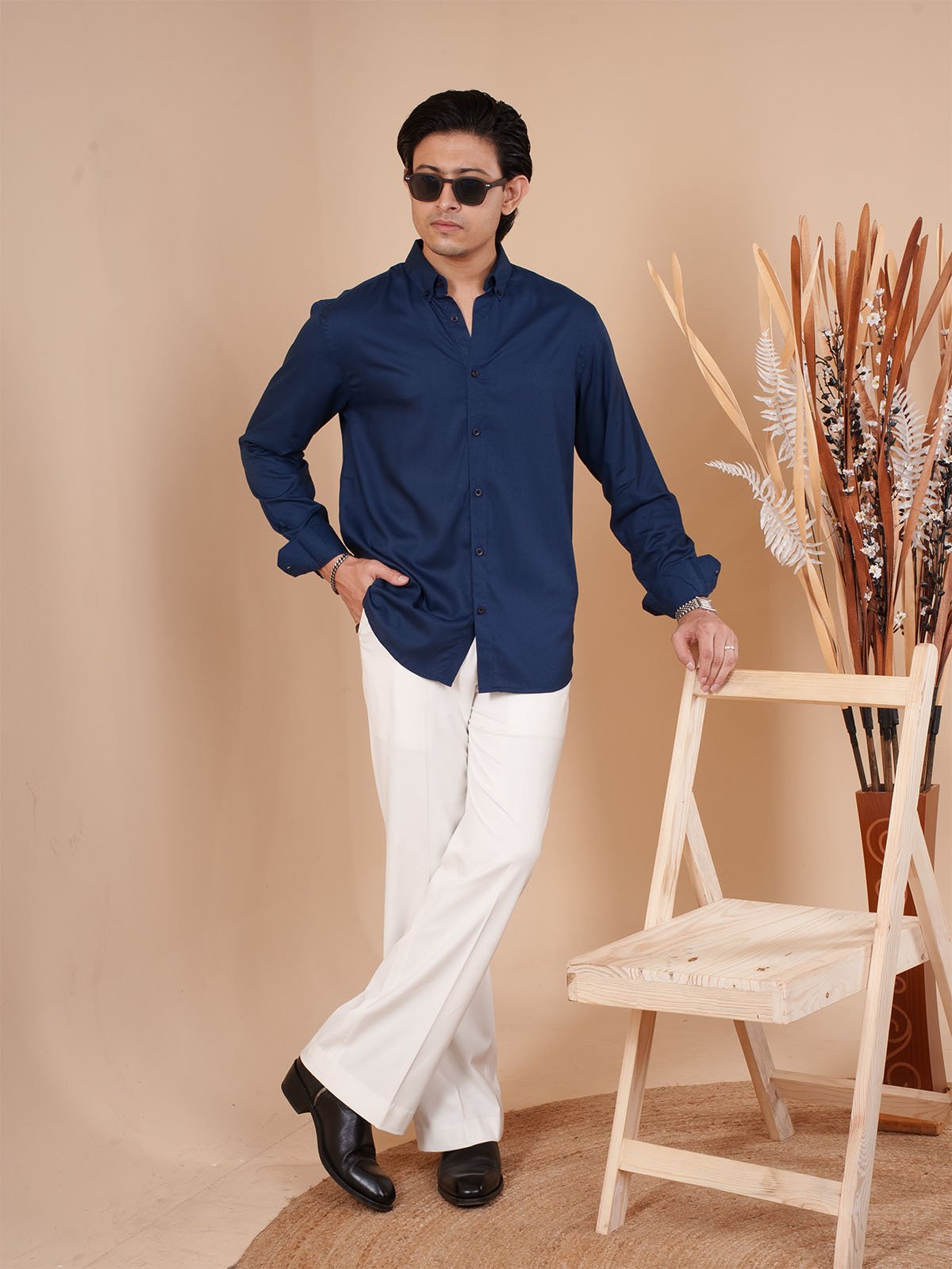 SKYFALL Royal Navy Solid Shirt - BazeLine