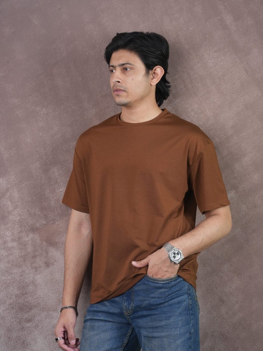 Solid "Coffee" Premium Drop Shoulder T-Shirt - BazeLine