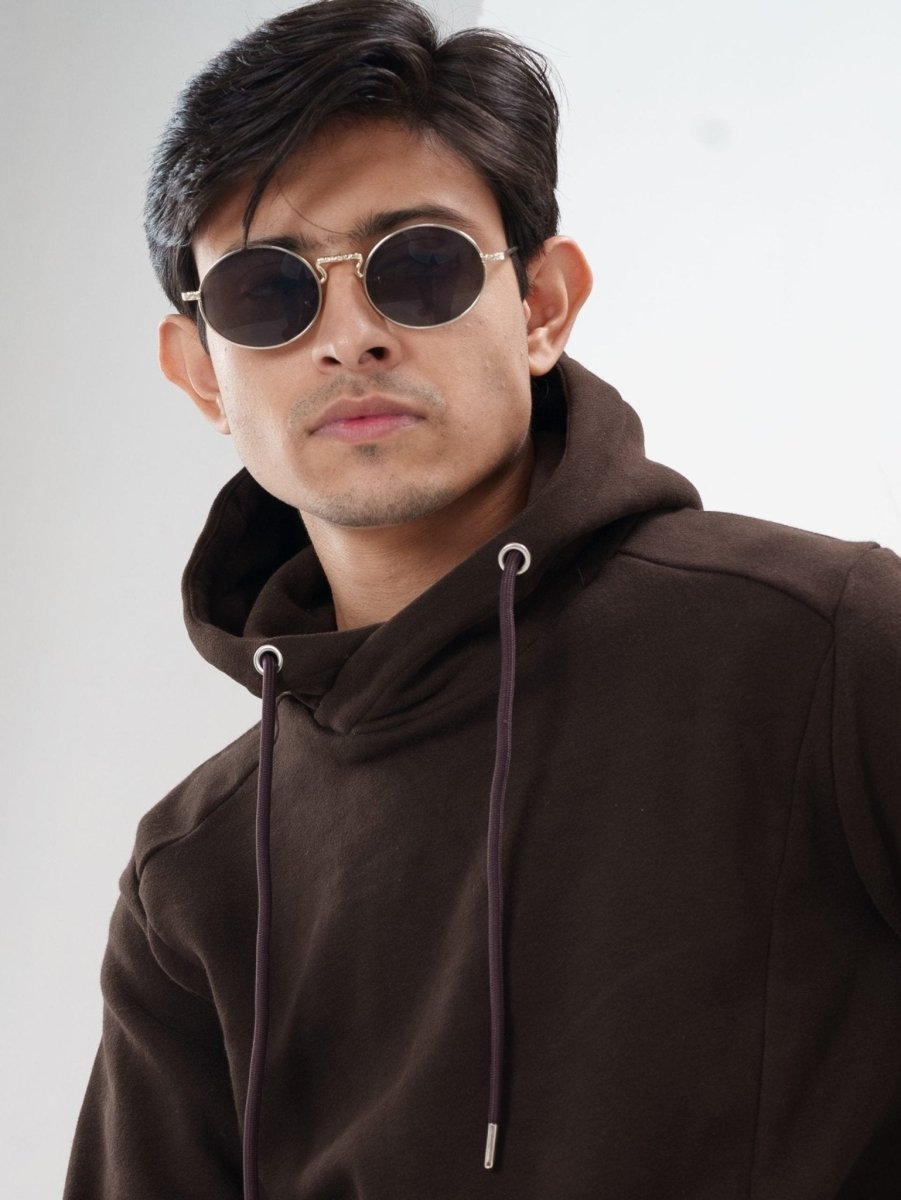 Solid Dark Brown Hoodie - BazeLine