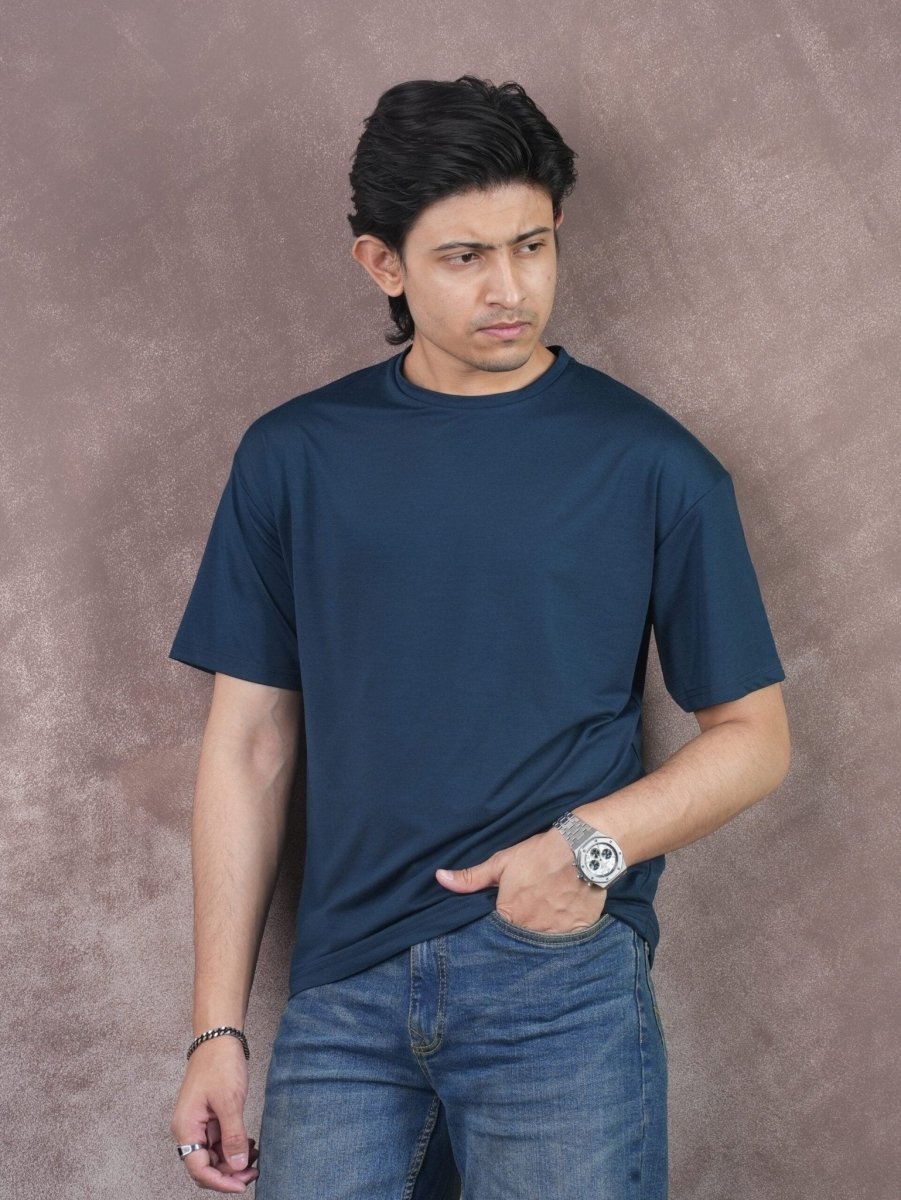 Solid "Navy" Premium Drop Shoulder T-Shirt - BazeLine