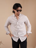 SUNFEST Beige and White Stripe Shirt - BazeLine