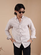 SUNFEST Beige and White Stripe Shirt - BazeLine