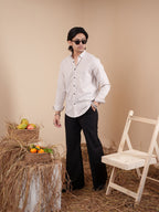 SUNFEST Beige and White Stripe Shirt - BazeLine
