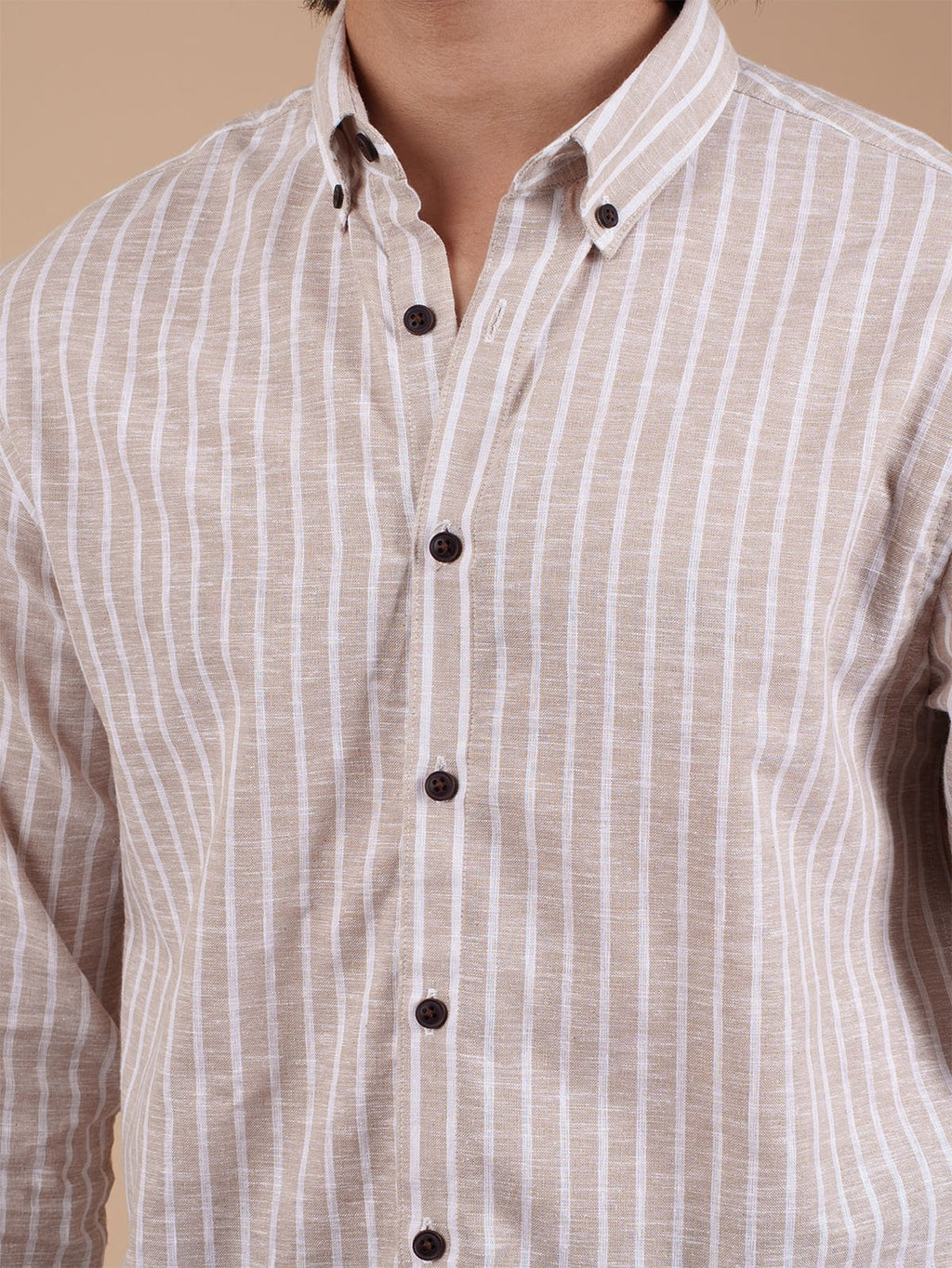 SUNFEST Beige and White Stripe Shirt - BazeLine