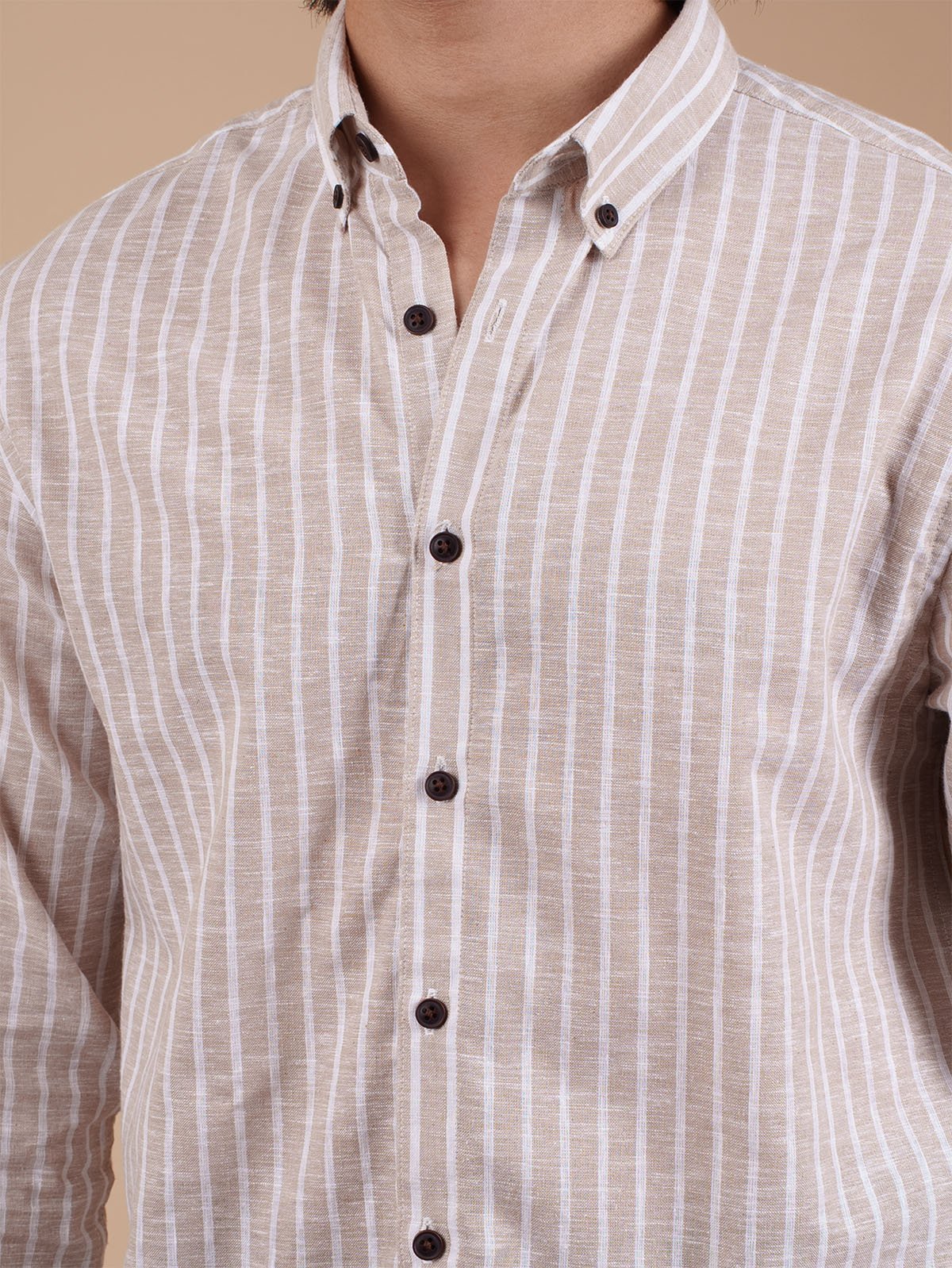 SUNFEST Beige and White Stripe Shirt - BazeLine