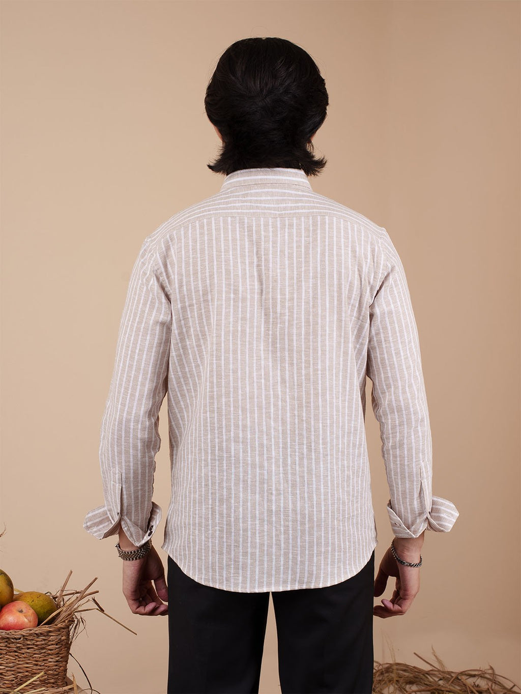 SUNFEST Beige and White Stripe Shirt - BazeLine