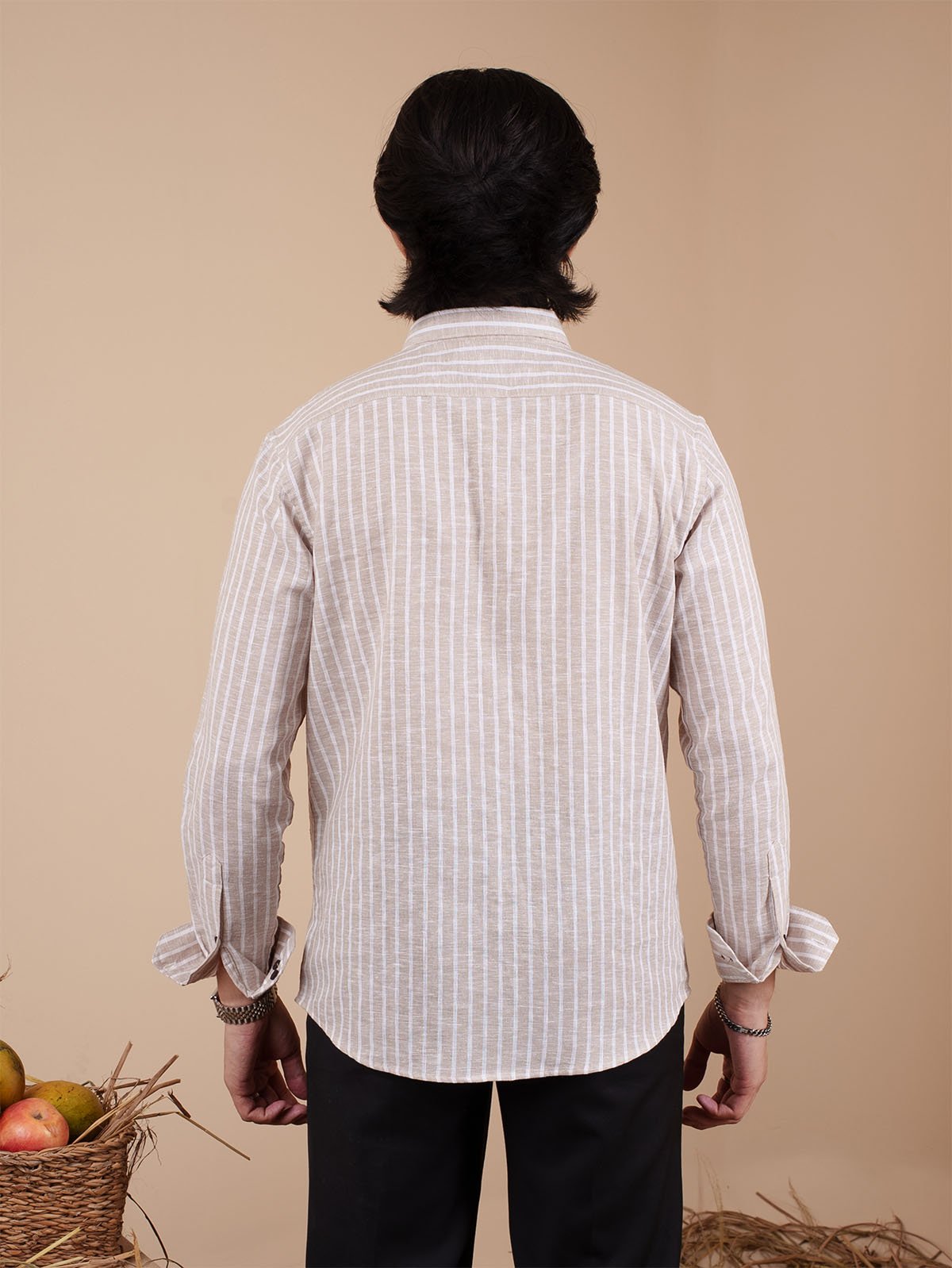 SUNFEST Beige and White Stripe Shirt - BazeLine