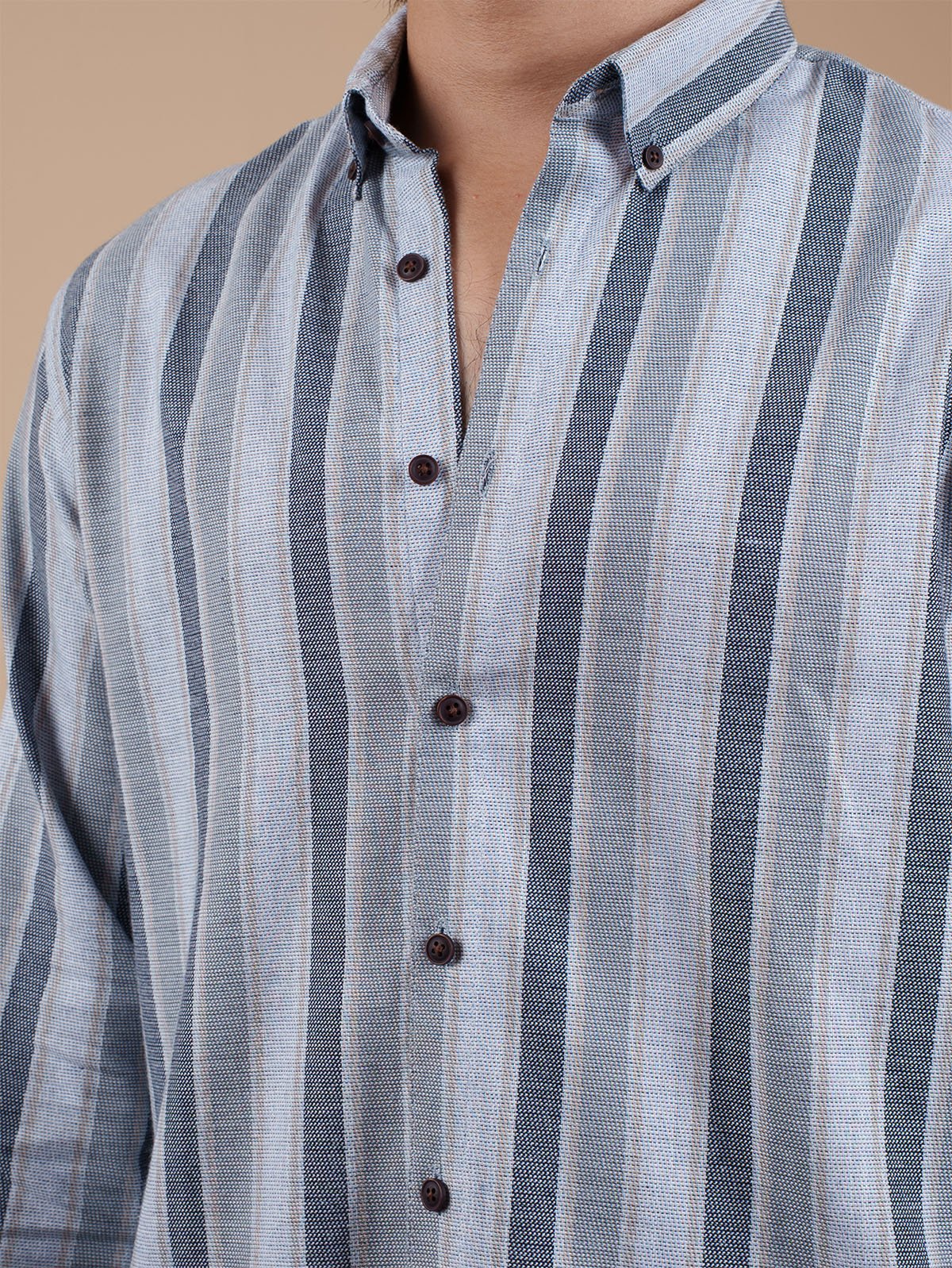 SUNFEST Blue - Grey Multi - Stripe Shirt - BazeLine