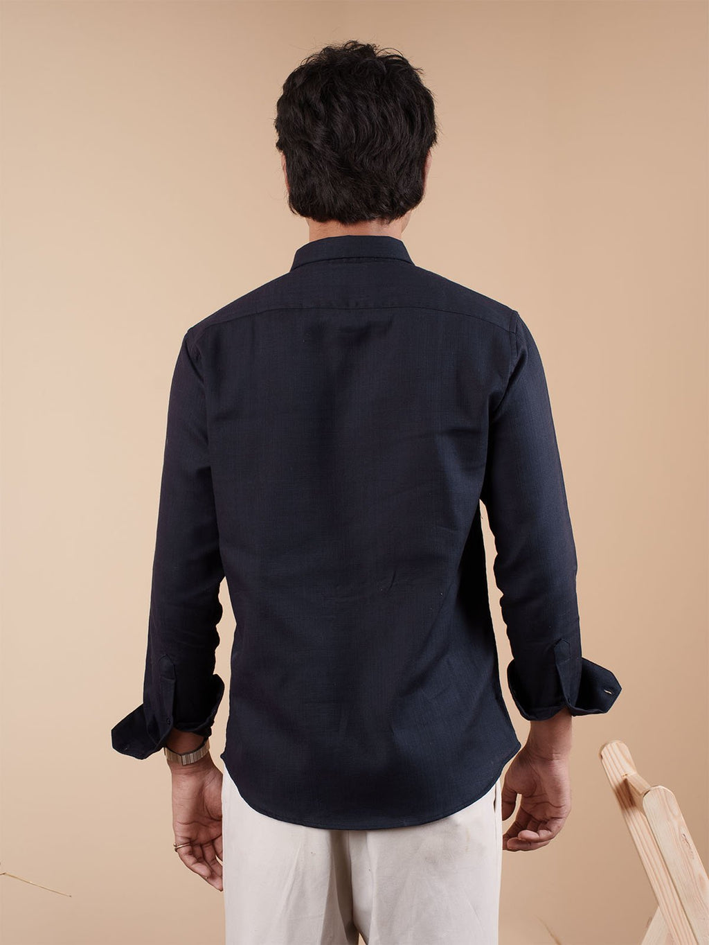 SUNFEST Deep Dark Navy Textured Shirt - BazeLine