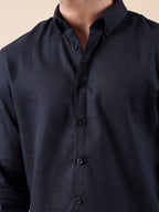 SUNFEST Deep Dark Navy Textured Shirt - BazeLine