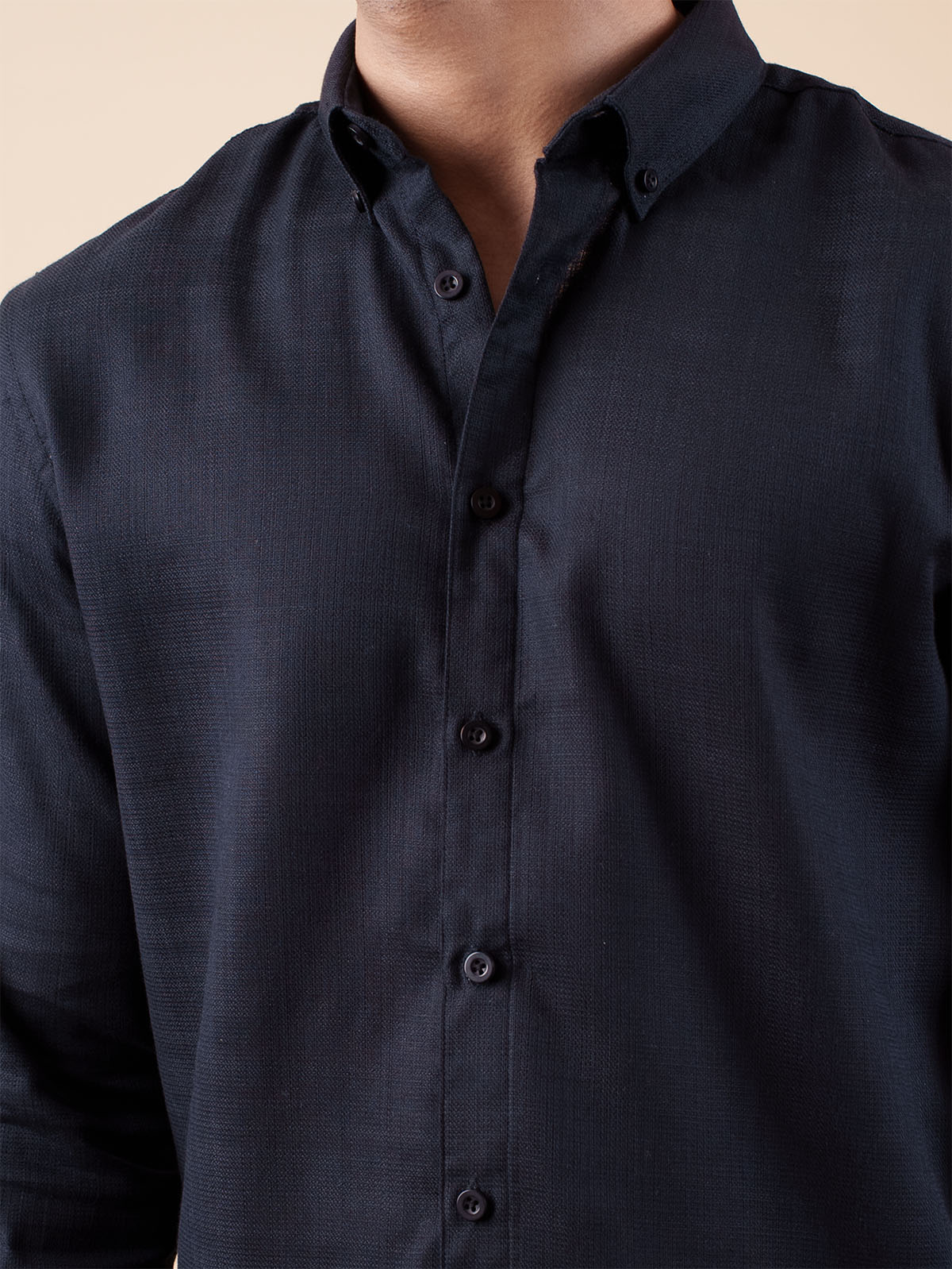 SUNFEST Deep Dark Navy Textured Shirt - BazeLine