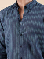 SUNFEST Deep Teal Pinstripe Shirt - BazeLine