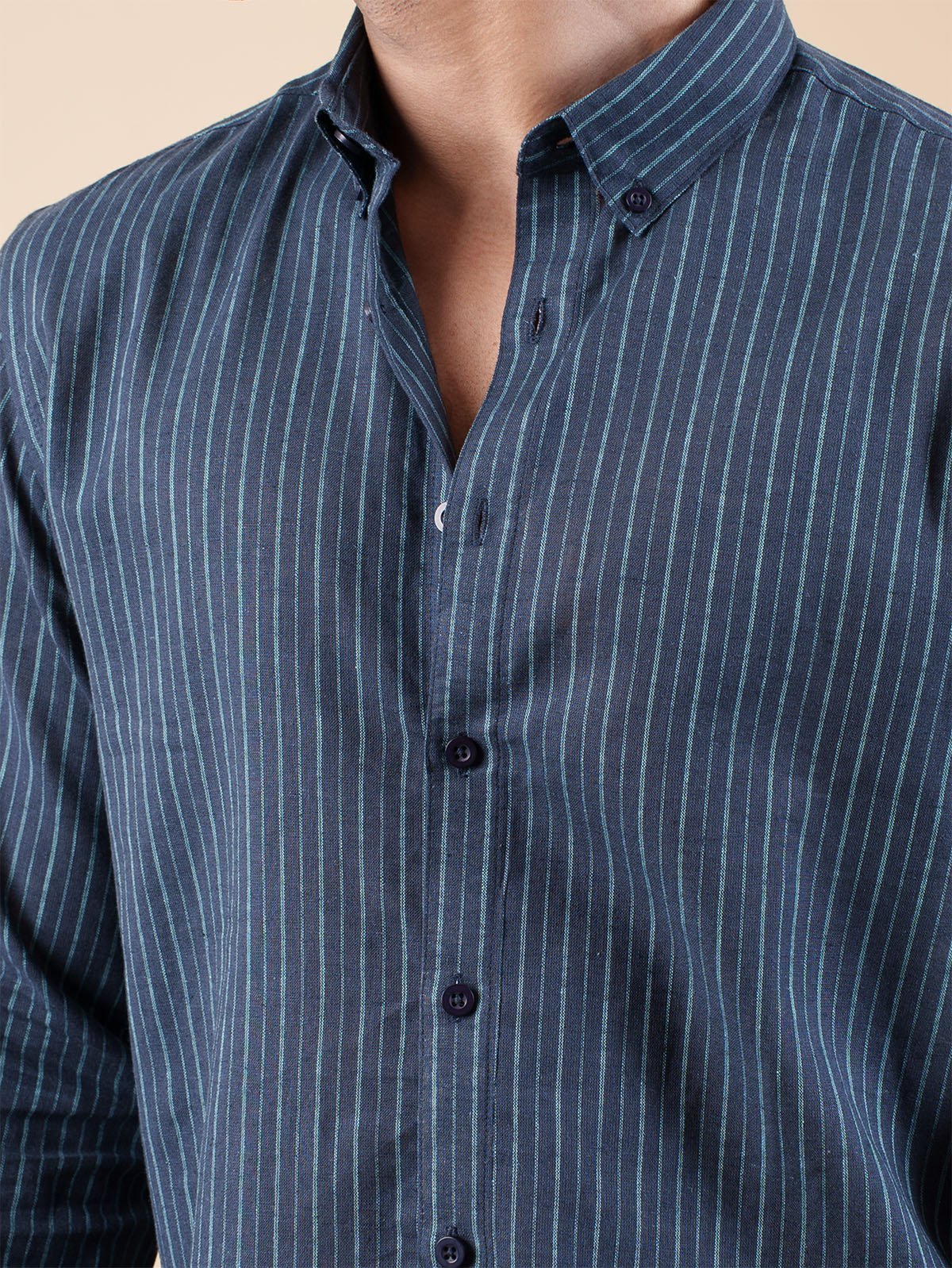 SUNFEST Deep Teal Pinstripe Shirt - BazeLine