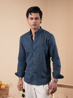 SUNFEST Deep Teal Pinstripe Shirt - BazeLine
