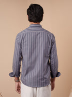 SUNFEST Grey and Navy Stripe Shirt - BazeLine