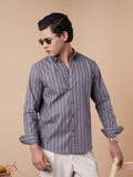SUNFEST Grey and Navy Stripe Shirt - BazeLine