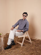 SUNFEST Grey and Navy Stripe Shirt - BazeLine