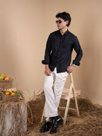 SUNFEST Jet Black Textured Shirt - BazeLine