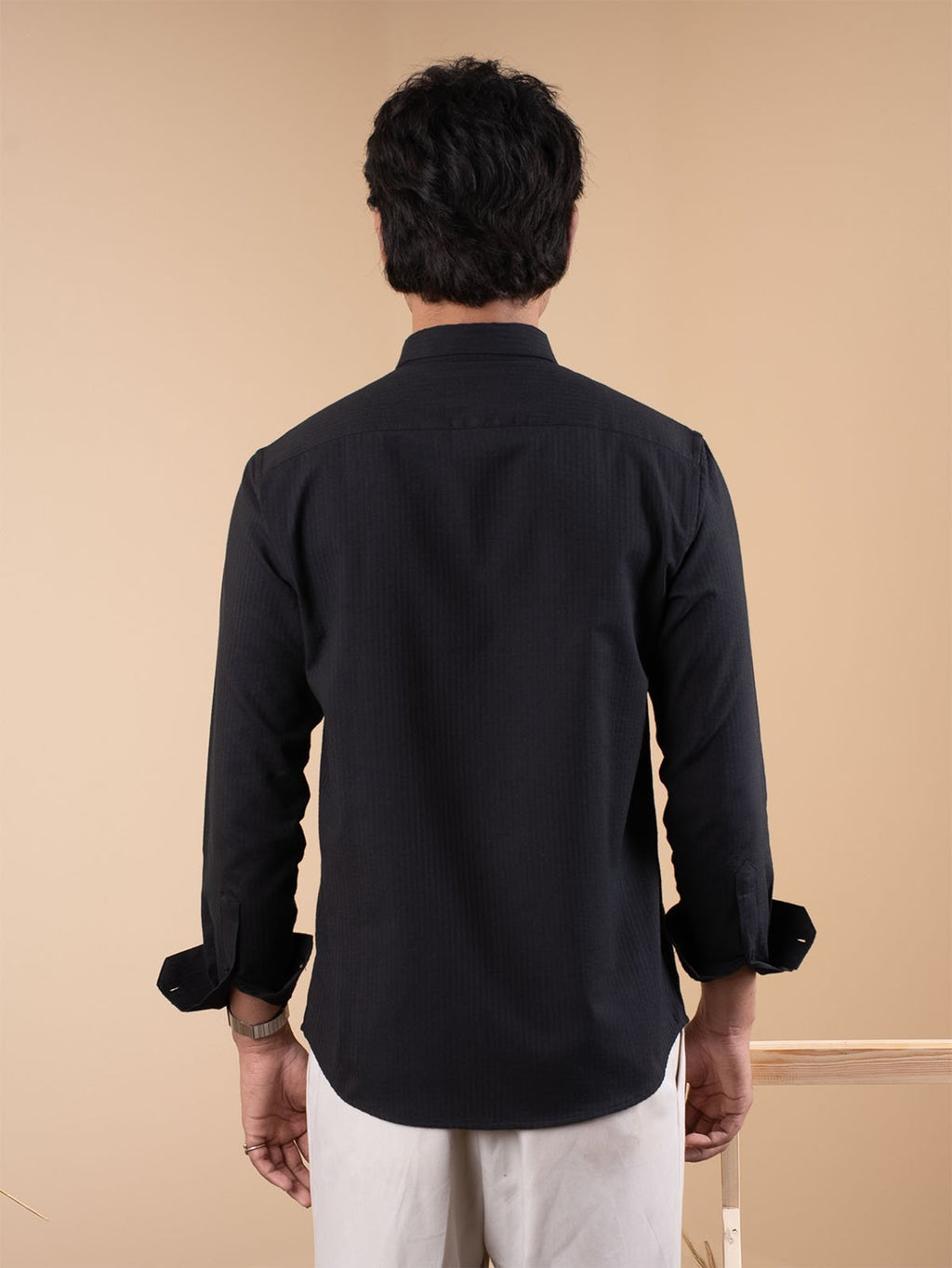 SUNFEST Jet Black Textured Shirt - BazeLine