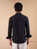 SUNFEST Jet Black Textured Shirt - BazeLine
