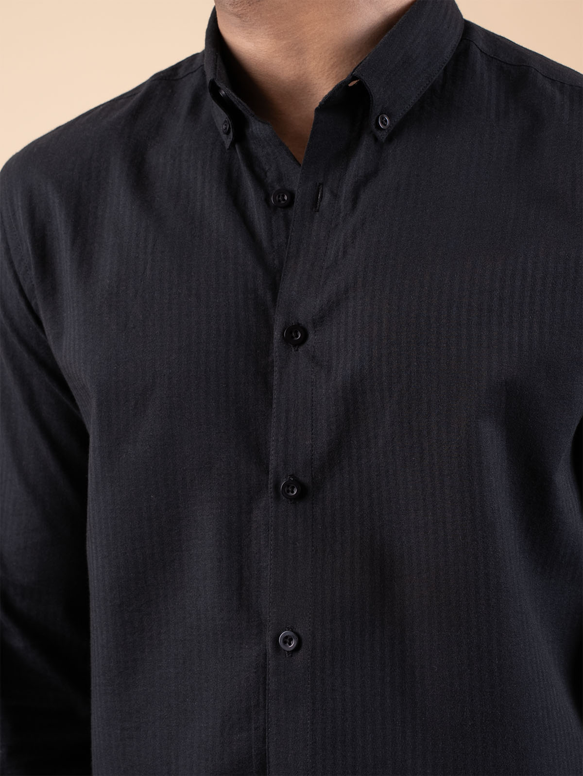 SUNFEST Jet Black Textured Shirt - BazeLine