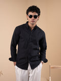 SUNFEST Jet Black Textured Shirt - BazeLine