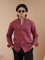 SUNFEST Maroon and Grey Wide Stripe Shirt - BazeLine