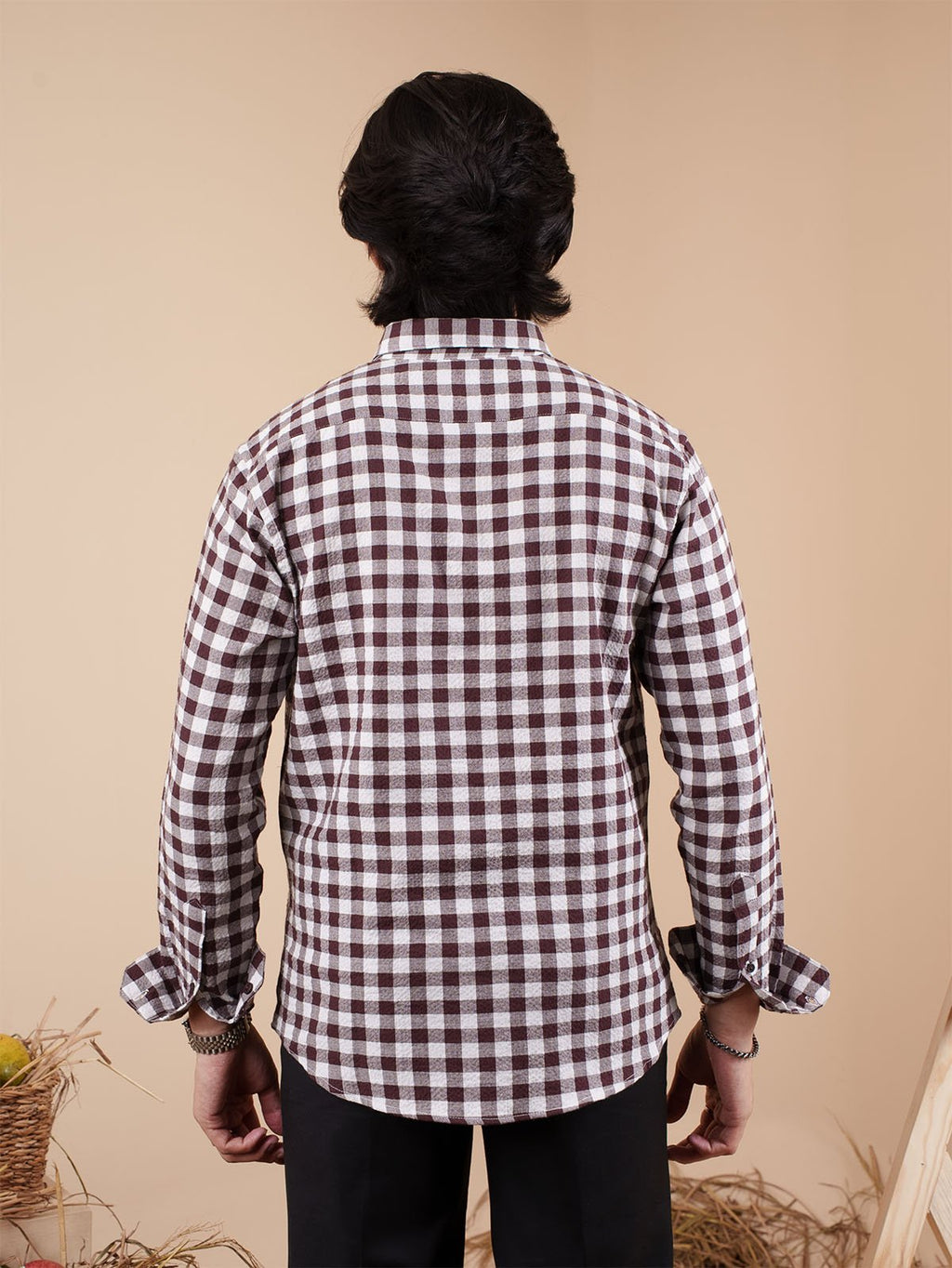 SUNFEST Maroon and White Check Shirt - BazeLine