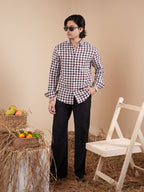 SUNFEST Maroon and White Check Shirt - BazeLine