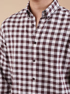 SUNFEST Maroon and White Check Shirt - BazeLine