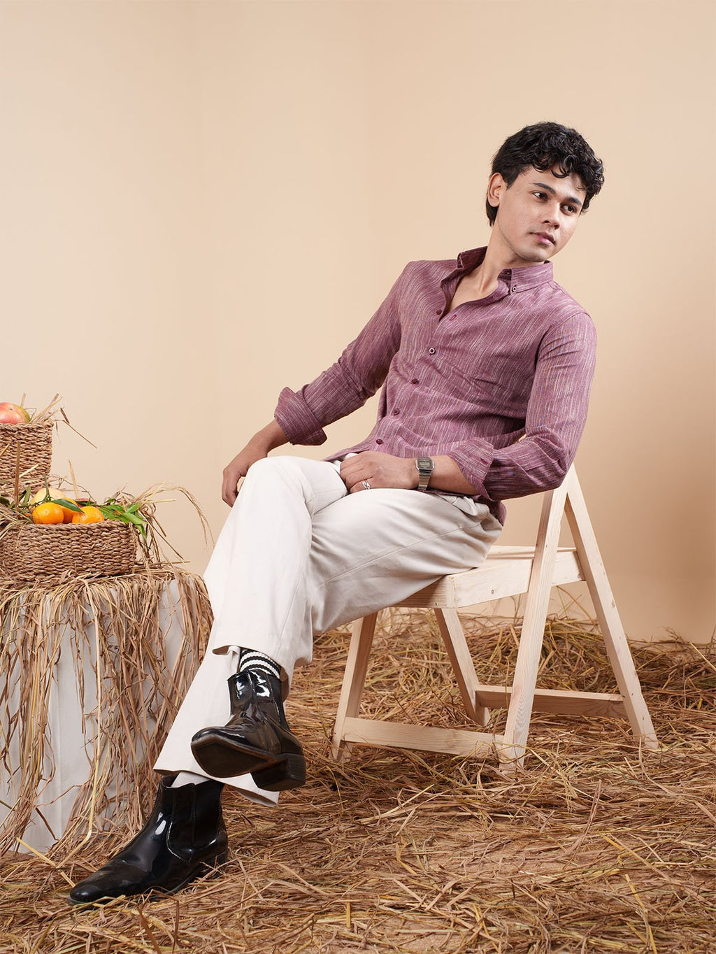 SUNFEST Maroon - Mauve Wide Stripe Shirt - BazeLine