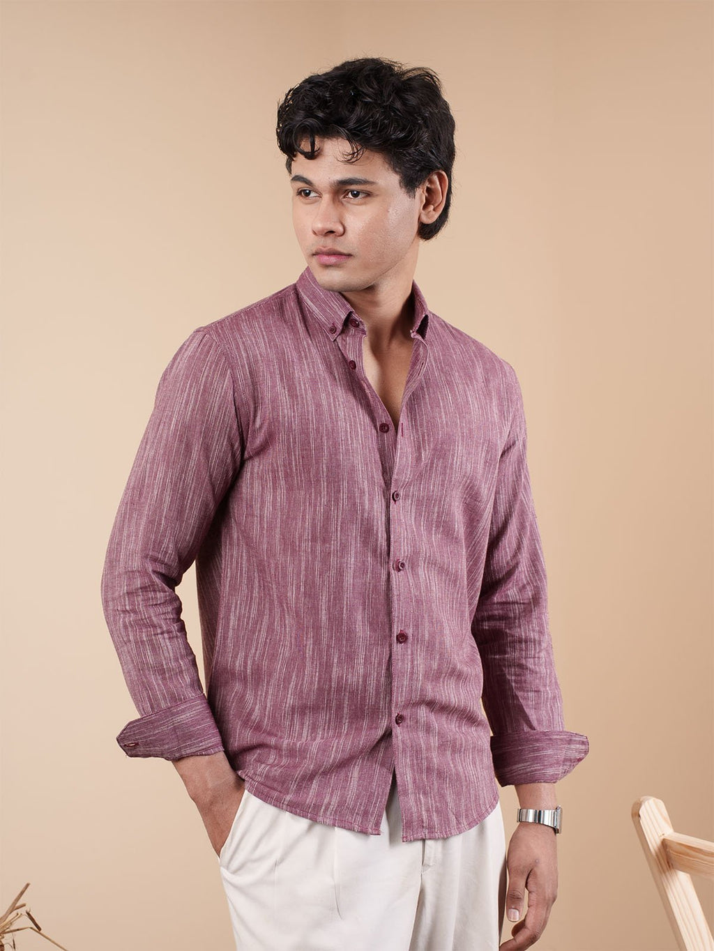 SUNFEST Maroon - Mauve Wide Stripe Shirt - BazeLine